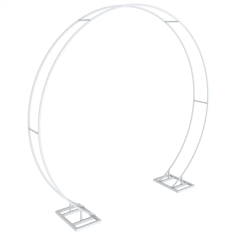 P&P Round Arch Backdrop Stand for Wedding Party Metal Pipe Frame Archway Decoration Indoor Outdoor Double V767-HQ-XJ118-L-G2