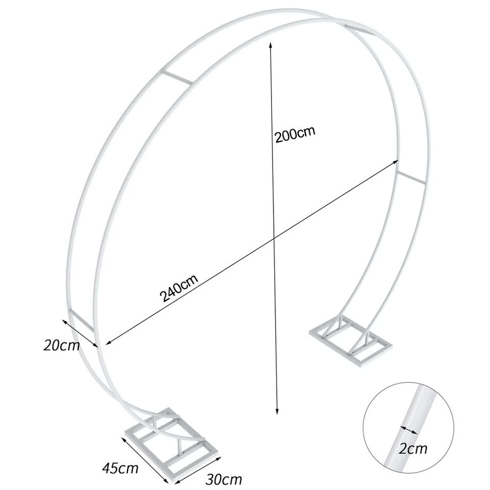 P&P Round Arch Backdrop Stand for Wedding Party Metal Pipe Frame Archway Decoration Indoor Outdoor Double V767-HQ-XJ118-L-G2