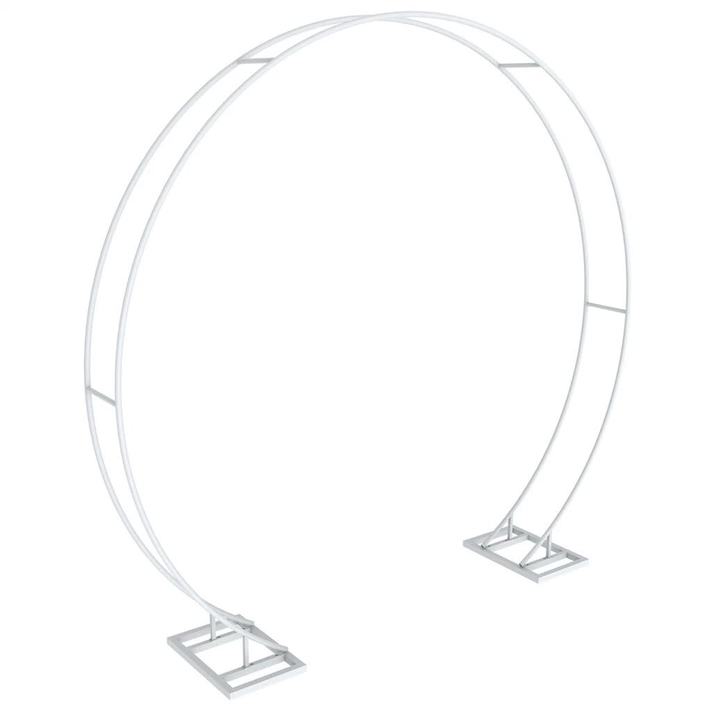 Round Arch Backdrop Stand for Wedding Party Metal Pipe Frame Archway Decoration Indoor Outdoor Double Rails V767-HQ-XJ118-M-G2