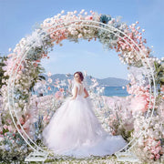 Round Arch Backdrop Stand for Wedding Party Metal Pipe Frame Archway Decoration Indoor Outdoor Double Rails V767-HQ-XJ118-M-G2