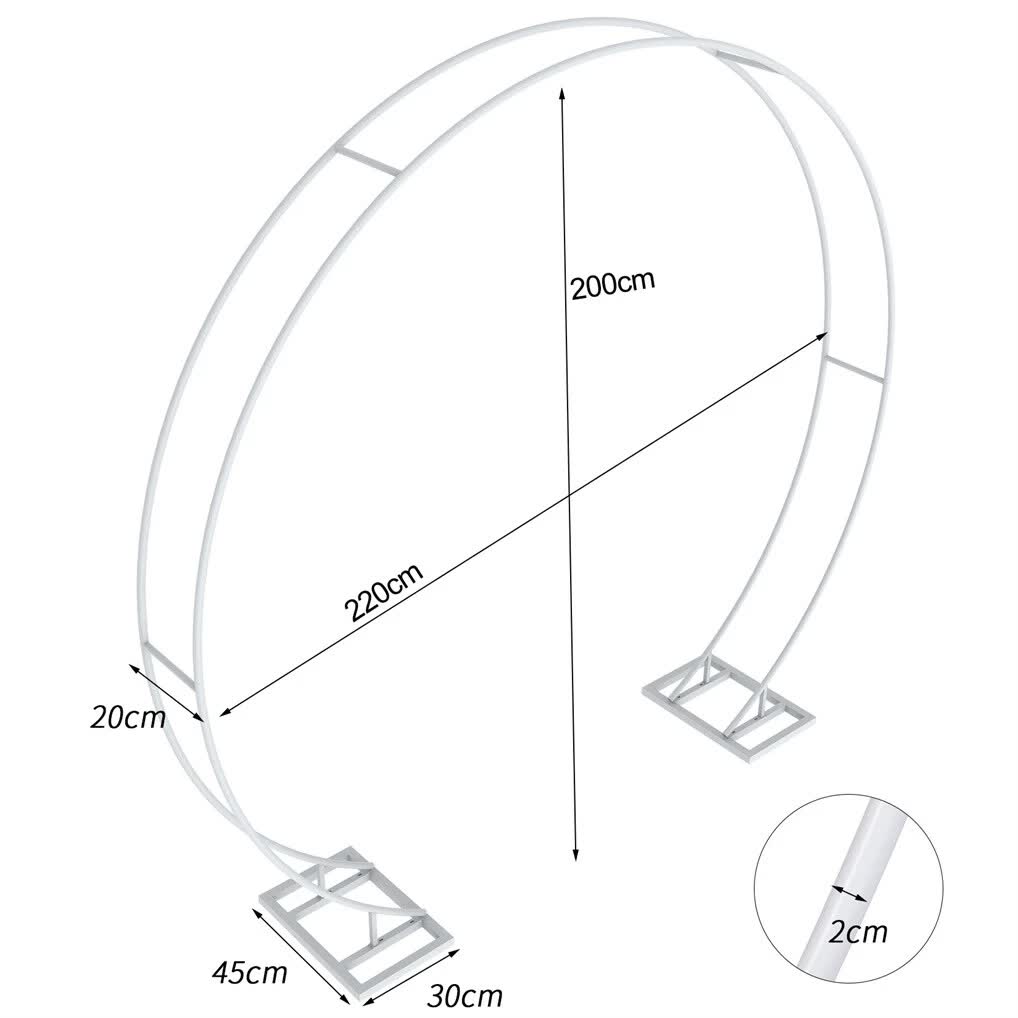 Round Arch Backdrop Stand for Wedding Party Metal Pipe Frame Archway Decoration Indoor Outdoor Double Rails V767-HQ-XJ118-M-G2