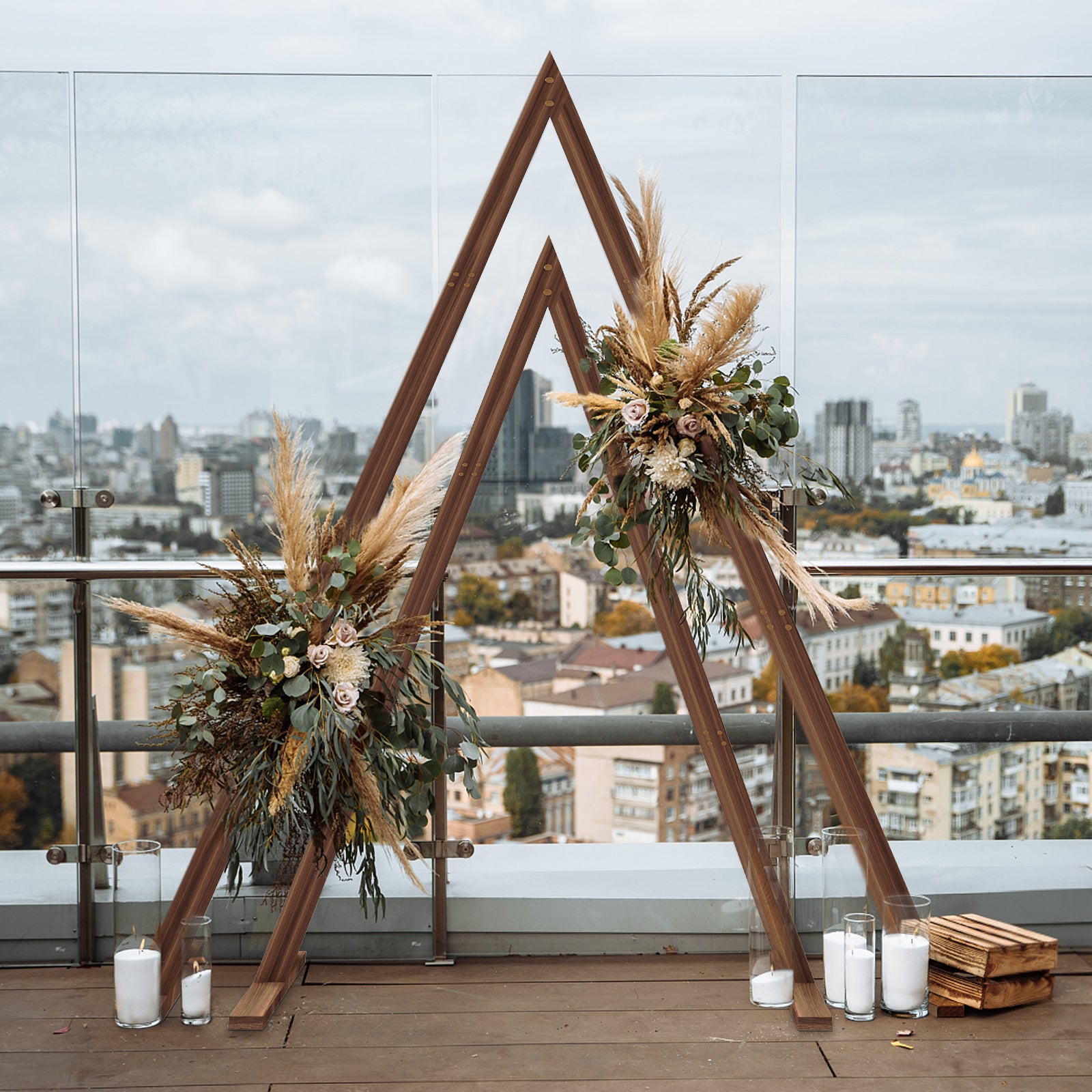 Set of 2 Nesting Wood Wedding Arch Huge Decorative Garden Wedding Backdrop Stand V767-HQ-XJ134
