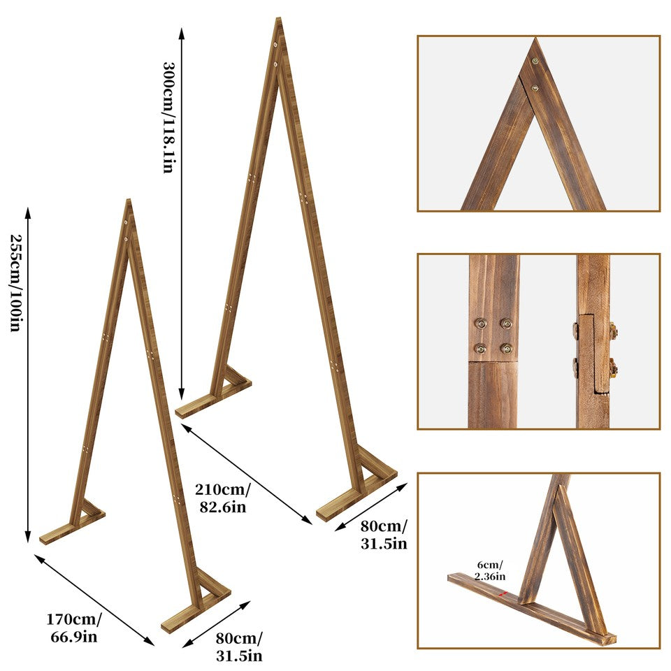 Set of 2 Nesting Wood Wedding Arch Huge Decorative Garden Wedding Backdrop Stand V767-HQ-XJ134
