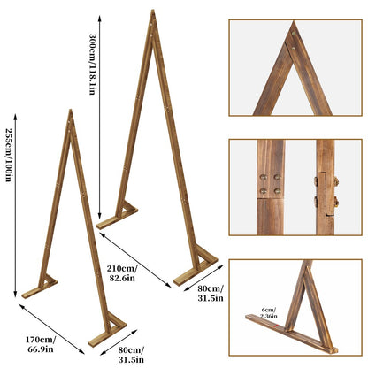 Set of 2 Nesting Wood Wedding Arch Huge Decorative Garden Wedding Backdrop Stand V767-HQ-XJ134