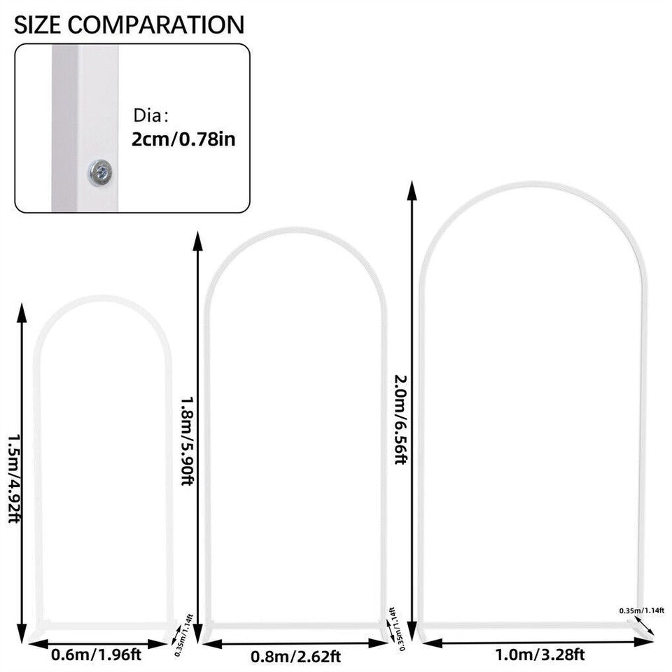 Fin Set Of 3 Wedding Arch Balloon Frame Metal Arch Backdrop Stand Birthday Party V767-HQ-XJ1348-V1