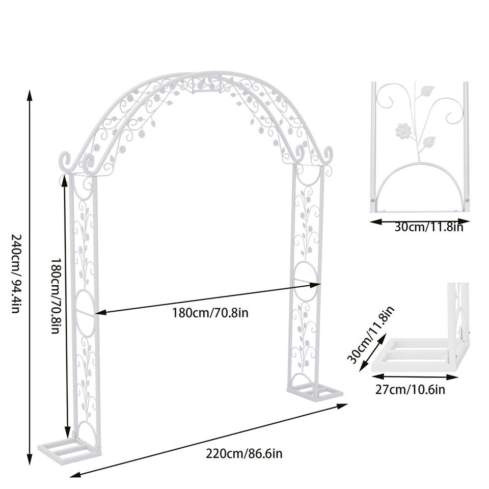Fin Xl Decorative Double Rails Iron Arbor Garden Archway Trellis Metal Wedding Arch V767-HQ-XJ141-G2