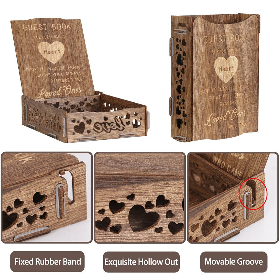Wedding Guest Book Alternative with Stand+Storage Box+88PCS Wooden Hearts+Pens V767-HQ-XZ136-G1
