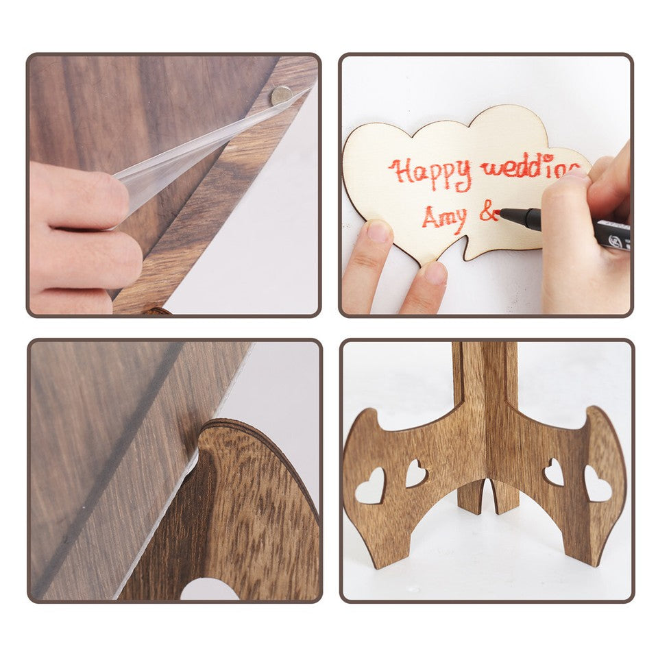 Wedding Guest Book Alternative with Stand+Storage Box+88PCS Wooden Hearts+Pens V767-HQ-XZ136-G1