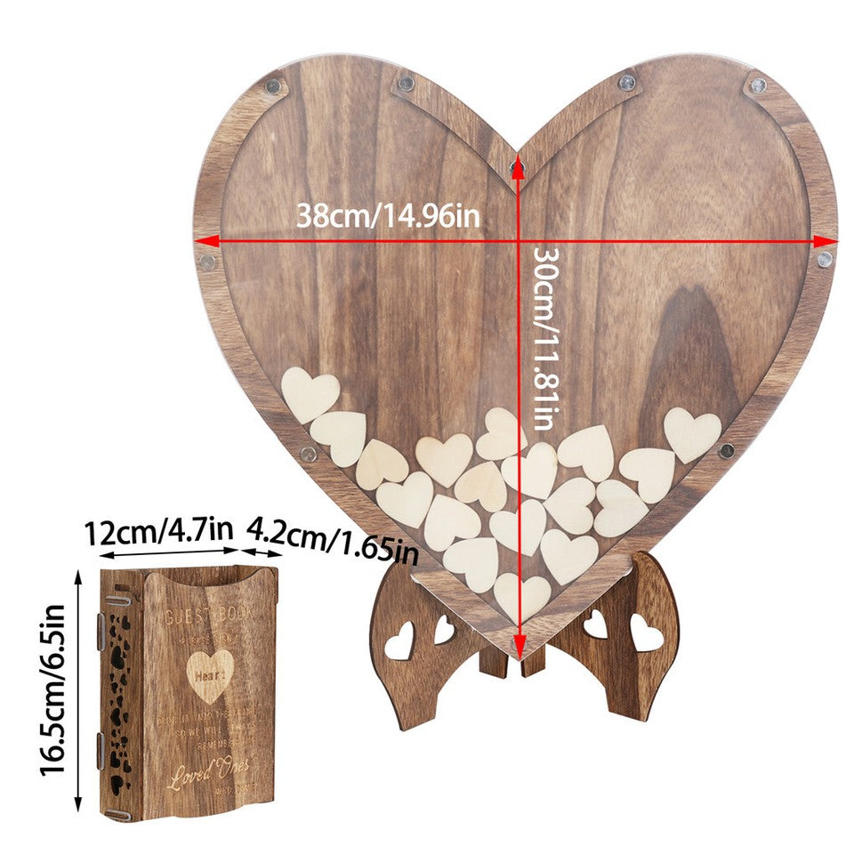 Wedding Guest Book Alternative with Stand+Storage Box+88PCS Wooden Hearts+Pens V767-HQ-XZ136-G1