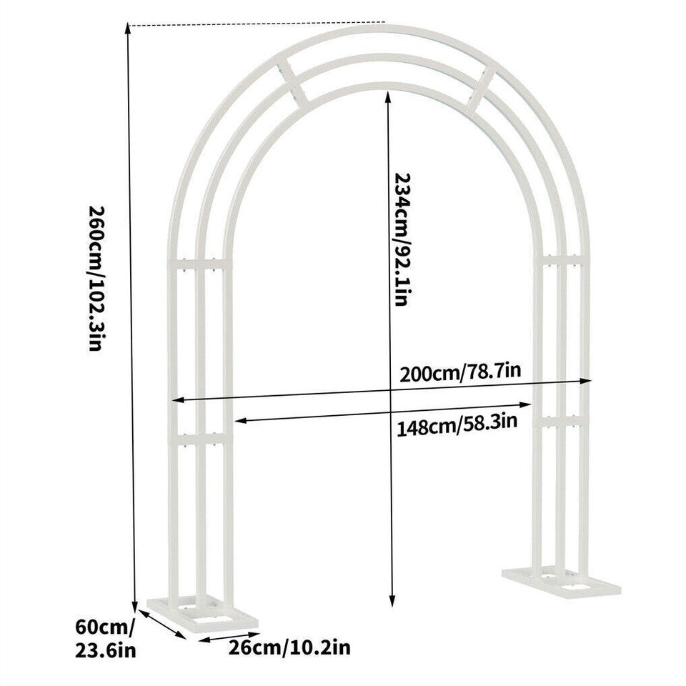 Heavy Strong Metal Wedding Arch Garden Arbor Floral Backdrop Stand Indoor Outdoor V767-HQ-ZJ133