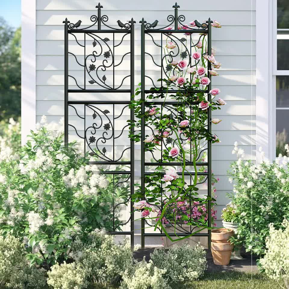 2pcs Metal Garden Trellis Fence for Climbing Plants and Rose Support V767-HW-XZ1149