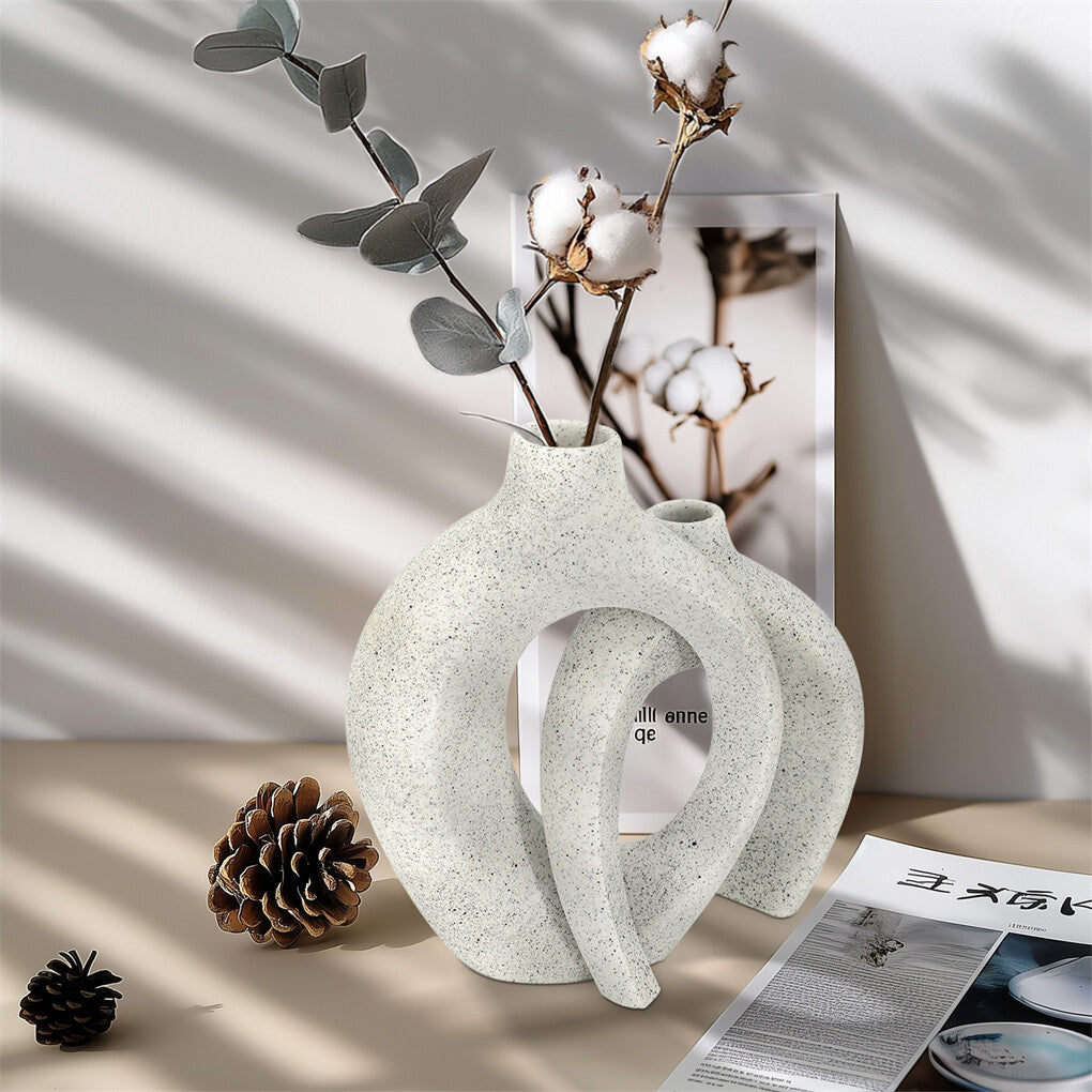 Set of 2 Nordic Boho Hollow Snuggle Vases Resin Flower Vases Living Room Decor V767-JJ-HP1733