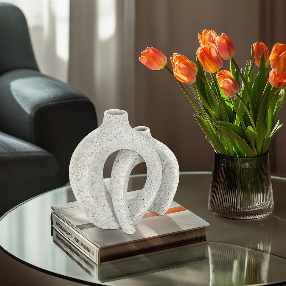 Set of 2 Nordic Boho Hollow Snuggle Vases Resin Flower Vases Living Room Decor V767-JJ-HP1733