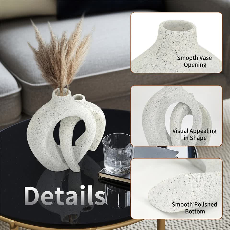Set of 2 Nordic Boho Hollow Snuggle Vases Resin Flower Vases Living Room Decor V767-JJ-HP1733