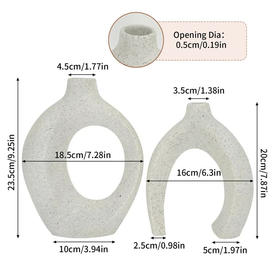 Set of 2 Nordic Boho Hollow Snuggle Vases Resin Flower Vases Living Room Decor V767-JJ-HP1733