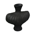P&P Black Nordic Resin Flower Vase with Textured Design, Boho Wabi-Sabi Artistic Decor V767-JJ-HP1736-BK