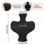 P&P Black Nordic Resin Flower Vase with Textured Design, Boho Wabi-Sabi Artistic Decor V767-JJ-HP1736-BK