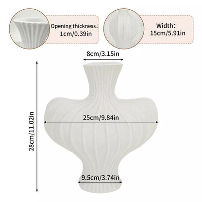 P&P White Nordic Resin Flower Vase with Boho Wabi-Sabi Textured Artistic Design V767-JJ-HP1736-WT