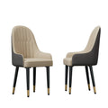 High-End Dining Chairs Set of 2 Faux Leather Upholstered Kitchen Chairs Two-Tone Design, Creamy white & grey V767-JJ-XD1178-BH2-V1