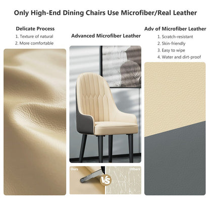 High-End Dining Chairs Set of 2 Faux Leather Upholstered Kitchen Chairs Two-Tone Design, Creamy white & grey V767-JJ-XD1178-BH2-V1