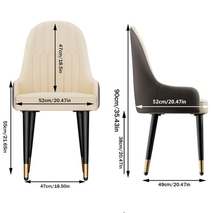 High-End Dining Chairs Set of 2 Faux Leather Upholstered Kitchen Chairs Two-Tone Design, Creamy white & grey V767-JJ-XD1178-BH2-V1
