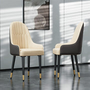 High-End Dining Chairs Set of 2 Faux Leather Upholstered Kitchen Chairs Two-Tone Design, Creamy white & grey V767-JJ-XD1178-BH2-V1