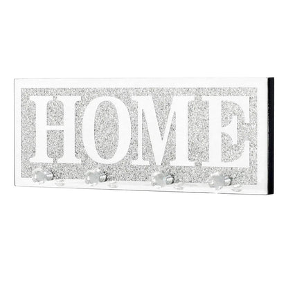 Crushed Diamond Mirrored Wall Mounted Key Hooks Storage Holder HOME Letter Sign Home Decor V767-JJ-XM1117