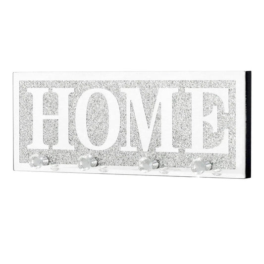 Crushed Diamond Mirrored Wall Mounted Key Hooks Storage Holder HOME Letter Sign Home Decor V767-JJ-XM1117