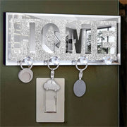 Crushed Diamond Mirrored Wall Mounted Key Hooks Storage Holder HOME Letter Sign Home Decor V767-JJ-XM1117