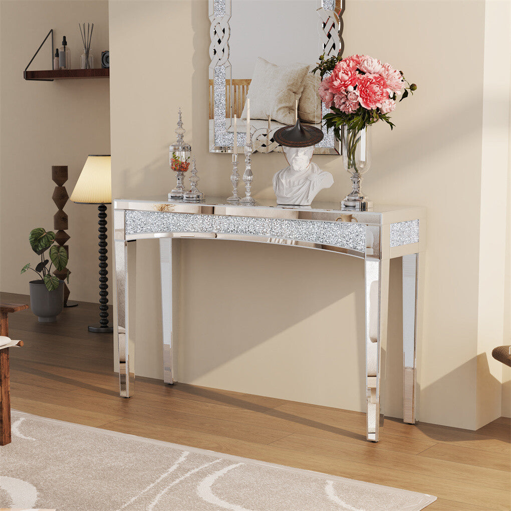 Crushed Diamond Mirrored Console Table Entrance Furniture V767-JJ-XM1216