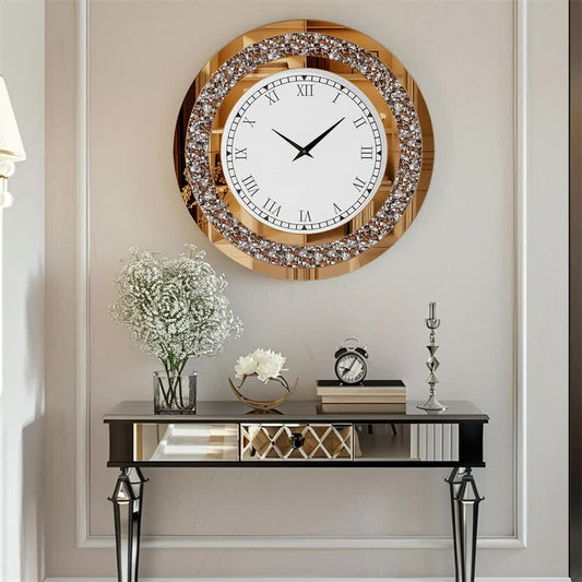 P&P Brown Crushed Diamond Square Wall Clock Luxury Decorative 60x60cm V767-JJ-XM1369-BN60