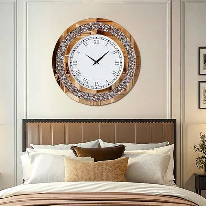 P&P Brown Crushed Diamond Square Wall Clock Luxury Decorative 60x60cm