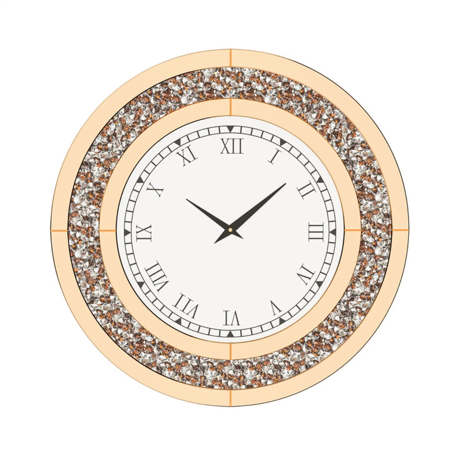 P&P Brown Crushed Diamond Oversized Wall Clock Elegant Accent 80x80cm V767-JJ-XM1369-BN80