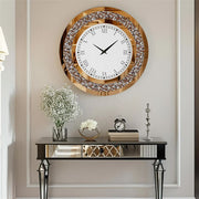 P&P Brown Crushed Diamond Oversized Wall Clock Elegant Accent 80x80cm V767-JJ-XM1369-BN80