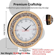 P&P Brown Crushed Diamond Oversized Wall Clock Elegant Accent 80x80cm V767-JJ-XM1369-BN80
