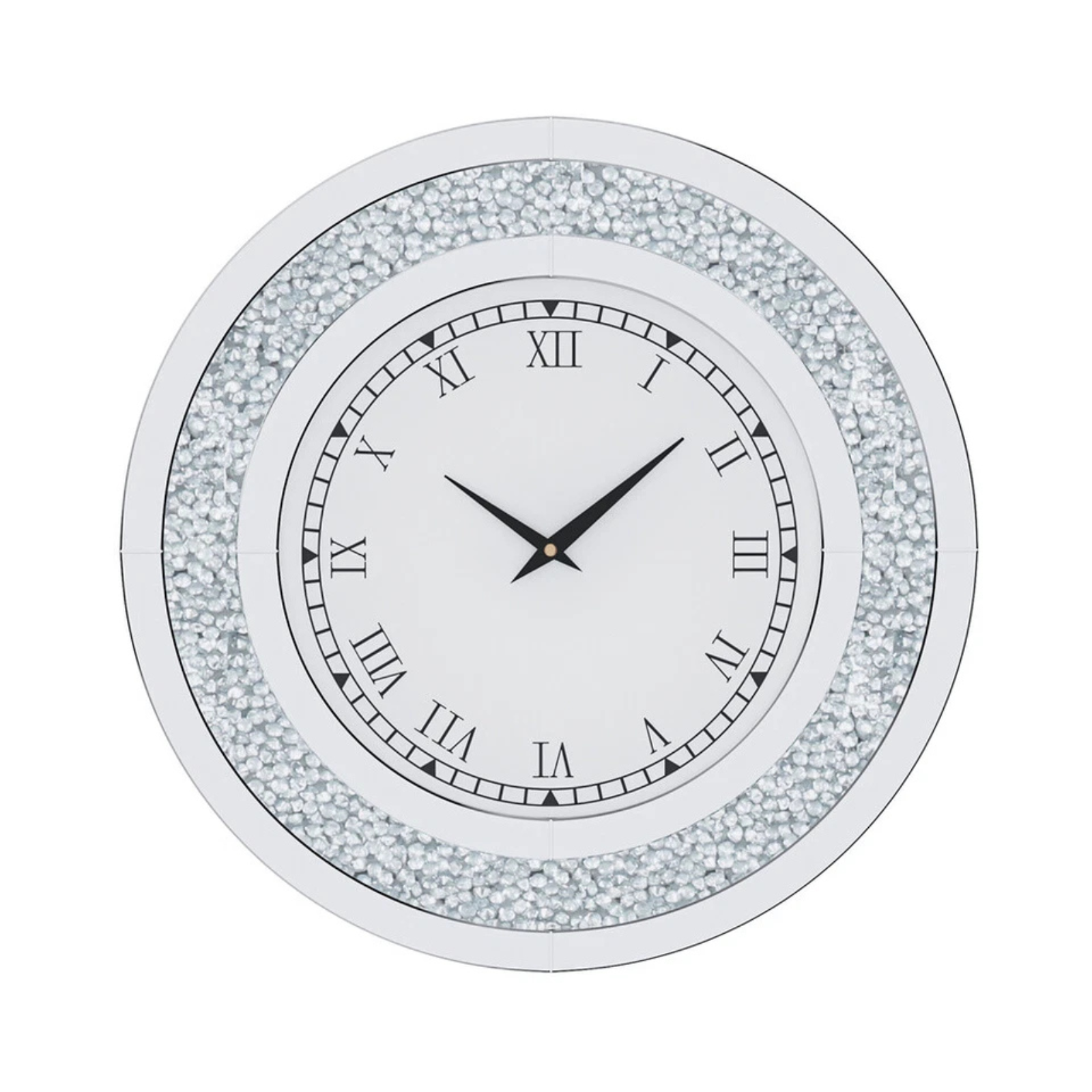 P&P Silver Crushed Diamond Square Wall Clock Luxury Decorative 60x60cm V767-JJ-XM1369-SR60