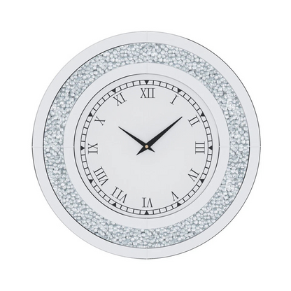 P&P Silver Crushed Diamond Square Wall Clock Luxury Decorative 60x60cm V767-JJ-XM1369-SR60