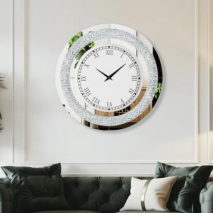 P&P Silver Crushed Diamond Square Wall Clock Luxury Decorative 60x60cm V767-JJ-XM1369-SR60