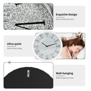 Large Silver Wall Clock Twinkle Crushed Diamond Mirrored Clock With Beveled Edge V767-JJ-XM1369-SR80