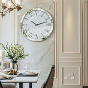 Large Silver Wall Clock Twinkle Crushed Diamond Mirrored Clock With Beveled Edge V767-JJ-XM1369-SR80