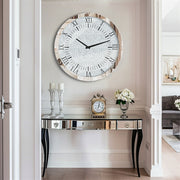 Large Silver Wall Clock Twinkle Crushed Diamond Mirrored Clock With Beveled Edge V767-JJ-XM1369-SR80
