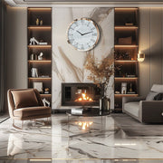 Large Silver Wall Clock Twinkle Crushed Diamond Mirrored Clock With Beveled Edge V767-JJ-XM1369-SR80