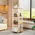 4-Tiered Floor Standing Storage Rack Acrylic Bookshelf with Crystal-like Casters V767-JJ-XM1462