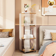 4-Tiered Floor Standing Storage Rack Acrylic Bookshelf with Crystal-like Casters V767-JJ-XM1462