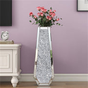 Silver Mirrored Floor Vase Luxury Diamond Flower Vase Living Room Home Office V767-JJ-XM1718