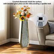Silver Mirrored Floor Vase Luxury Diamond Flower Vase Living Room Home Office V767-JJ-XM1718