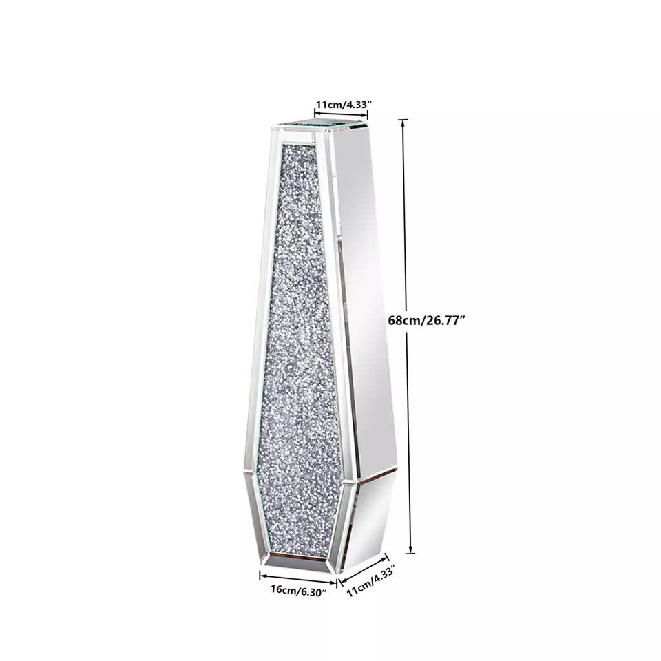 Silver Mirrored Floor Vase Luxury Diamond Flower Vase Living Room Home Office V767-JJ-XM1718