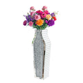 Sparkling Crushed Diamond Mirrored Floor Vase Tall Silver Glass Fake Flower Vase V767-JJ-XM1719