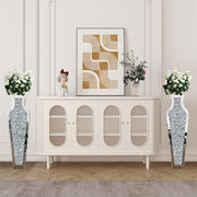 Sparkling Crushed Diamond Mirrored Floor Vase Tall Silver Glass Fake Flower Vase V767-JJ-XM1719