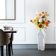 Sparkling Crushed Diamond Mirrored Floor Vase Tall Silver Glass Fake Flower Vase V767-JJ-XM1719